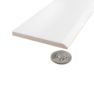 Battiscopa Matte White 3" x 17-3/4" Ceramic Wall Bullnose Trim Tile - Sold by the individual piece