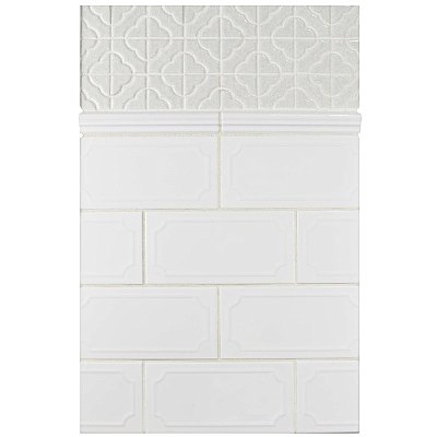 Blanco Brillo Zen 1-1/4" x 7-7/8" Ceramic Moldura Wall Trim Tile - Sold by the individual piece