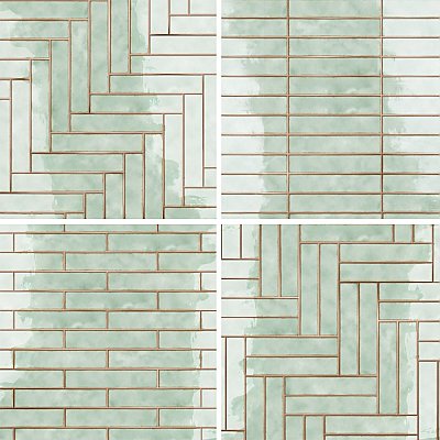 Hudson Studio Soho Brick Mint 1-7/8" x 9-3/4" Ceramic Wall Tile - 48 Tiles Per Case - 6.24 Square Feet