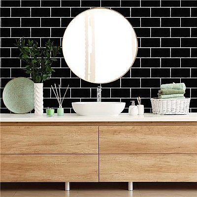 Castillo Gloss Black 3" x 6" Subway Tile - Sold Per Case of 44 Tile - 5.72 Square Feet