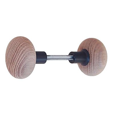Round Red Oak Wooden Doorknob Pair - Oil Rubbed Bronze