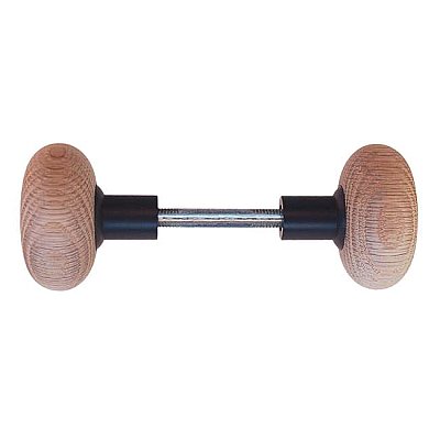 Round Red Oak Wooden Doorknob Pair - Oil Rubbed Bronze