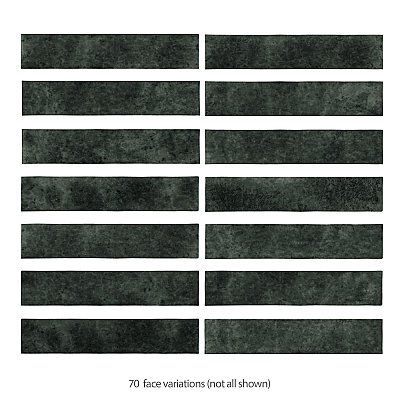 Menorca Black 2-1/2" x 12-7/8"   Ceramic Wall Tile - 28 Tiles Per Case - 6.44 Square Feet