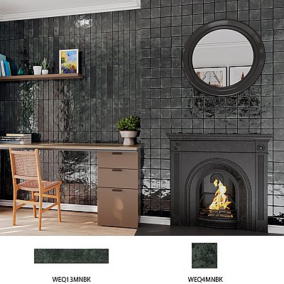 Menorca Black 2-1/2" x 12-7/8"   Ceramic Wall Tile - 28 Tiles Per Case - 6.44 Square Feet