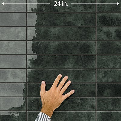 Menorca Black 2-1/2" x 12-7/8"   Ceramic Wall Tile - 28 Tiles Per Case - 6.44 Square Feet