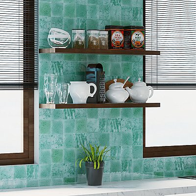 Menorca Aqua 4" x 4"   Ceramic Wall Tile - 60 Tiles Per Case - 6.6 Square Feet