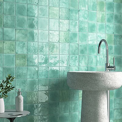 Menorca Aqua 4" x 4"   Ceramic Wall Tile - 60 Tiles Per Case - 6.6 Square Feet