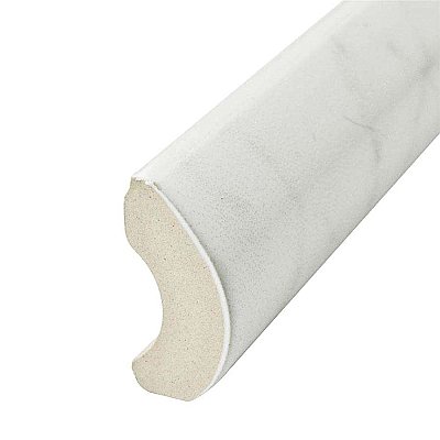 Classico Carrara Matte Pencil Bullnose 1-1/4" x 6" Ceramic Wall Trim - Marble Look-  Sold Per Piece - .06 Square Feet Per Piece