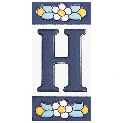 Sevillano Flora Address Letter H 2-1/8" x 4-3/8" Ceramic Wall Tile - Sold by the individual piece