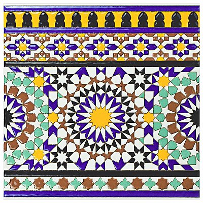 Sevillano Andalusia Cenefa 7-7/8" x 7-7/8" Ceramic Wall Border Tile - Sold Individually