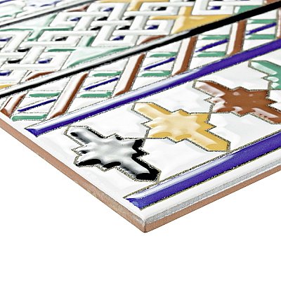Sevillano Giralda Cenefa 7-7/8" x 7-7/8" Ceramic Wall Border Tile - 25 Tiles Per Case - 11.0 Sq. Ft.