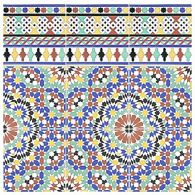 Sevillano Giralda Cenefa 7-7/8" x 7-7/8" Ceramic Wall Border Tile - 25 Tiles Per Case - 11.0 Sq. Ft.