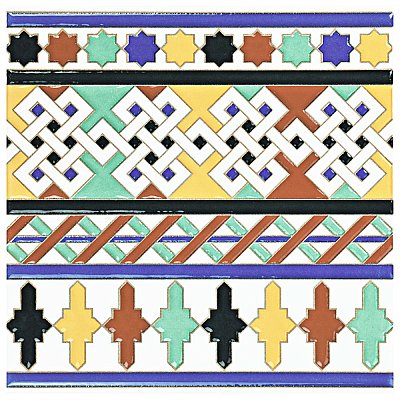 Sevillano Giralda Cenefa 7-7/8" x 7-7/8" Ceramic Wall Border Tile - 25 Tiles Per Case - 11.0 Sq. Ft.