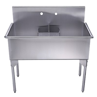 Pearlhaus Collection Double Bowl Commercial Freestanding 43" Utility Sink
