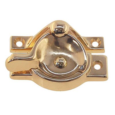 Brass Crescent Window Sash Lock With Square Corners