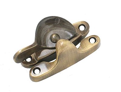 Large Crescent Window Sash Lock, Antique Brass