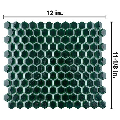 Metro Ion 1" Hex Emerald 10-1/4" x 11-7/8" Porcelain Mosaic Floor & Wall Tile - 10 Tiles Per Case - 8.6 Sq. Ft.