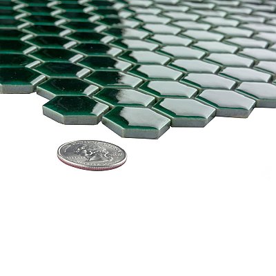 Metro Ion 1" Hex Emerald 10-1/4" x 11-7/8" Porcelain Mosaic Floor & Wall Tile - 10 Tiles Per Case - 8.6 Sq. Ft.