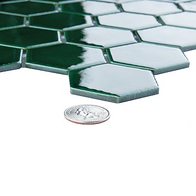 Metro Ion 2" Hex Emerald 11-1/8" x 12-5/8" Porcelain Mosaic Floor & Wall Tile - 10 Tiles Per Case - 10.0 Sq. Ft.