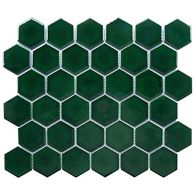 Metro Ion 2" Hex Emerald 11-1/8" x 12-5/8" Porcelain Mosaic Floor & Wall Tile - 10 Tiles Per Case - 10.0 Sq. Ft.