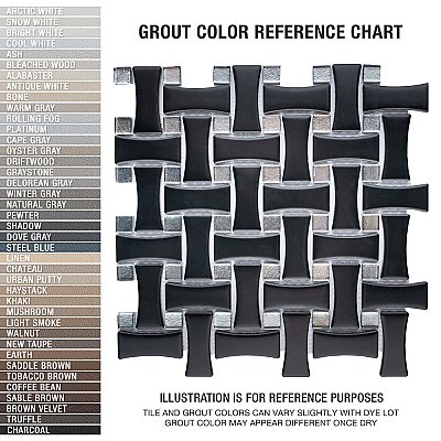Metro Dog Bone Basketweave Matte Black/Silver Glass Dot 10" x 10" Porcelain Mosaic Tile - 10 Tiles Per Case - 7.1 Sq. Ft.
