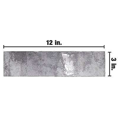 Biarritz Grey 3" x 12" Ceramic Wall Subway Tile - Sold Per Case of 22 - 5.72 Sq. Ft.