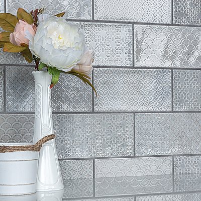 Camden Decor Light Grey 4" x 8" Ceramic Subway Wall Tile - Sold Per Case of 50 - 11.90 Square Feet