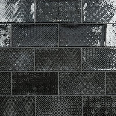 Camden Decor Nero Charcoal 4" x 8" Ceramic Subway Wall Tile - Sold Per Case of 50 - 11.90 Square Feet
