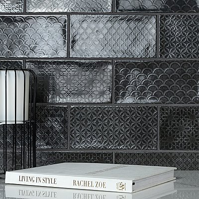 Camden Decor Nero Charcoal 4" x 8" Ceramic Subway Wall Tile - Sold Per Case of 50 - 11.90 Square Feet