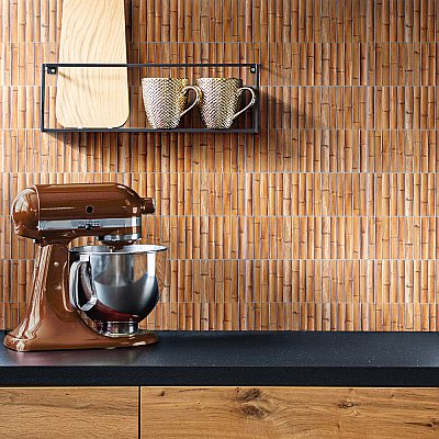 Bamboo Haven Clay Brown 5-7/8" x 11-7/8" Ceramic Wall Tile - 20 Tiles Per Case - 9.8 Sq. Ft.