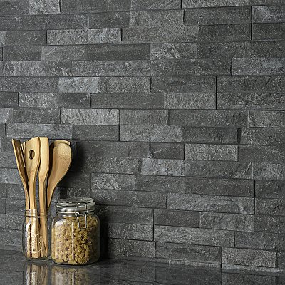 Ordino Black 3-1/4" x 17-1/2" Porcelain Wall Subway Tile - 24 Tiles Per Case - 9.6 Sq. Ft.