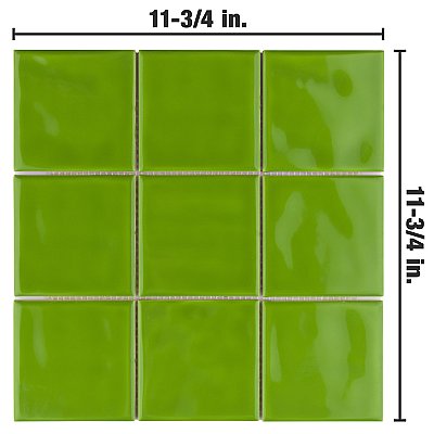 Twist Square Green Kiwi 11-3/4" x 11-3/4" Ceramic Mosaic Tile - aic10 Tiles Per Case - 9.8 Sq. Ft.