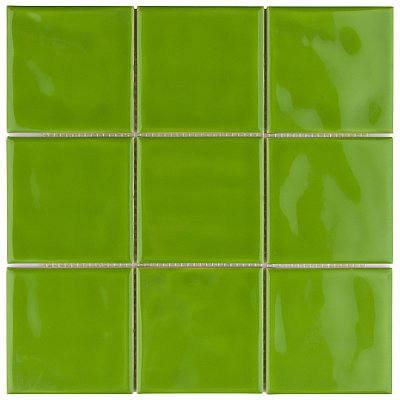 Twist Square Green Kiwi 11-3/4" x 11-3/4" Ceramic Mosaic Tile - aic10 Tiles Per Case - 9.8 Sq. Ft.