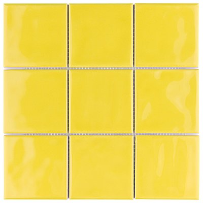 Twist Square Yellow Lemon 11-3/4" x 11-3/4" Ceramic Mosaic Tile - 10 Tiles Per Case - 9.8 Sq. Ft.