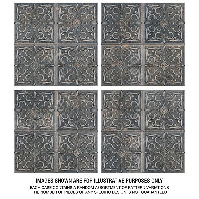 Antigua Lis Black 13" x 13" Porcelain Wall Tile - Sold Per Case of 9 - 10.62 Sq. Ft.