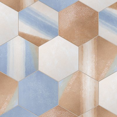 Zahara Hex Deco Mix 8-5/8" x 9-7/8" Porcelain Floor & Wall Tile - 25 Tiles Per Case - 11.5 Sq. Ft.