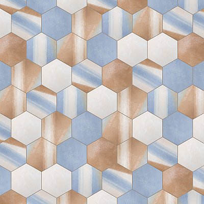Zahara Hex Deco Mix 8-5/8" x 9-7/8" Porcelain Floor & Wall Tile - 25 Tiles Per Case - 11.5 Sq. Ft.