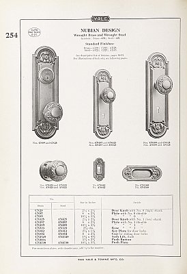 Antique Wrought Bronze "Nubian" Pattern by Yale & Towne Door Knob Pair - Circa 1921