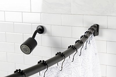 Kingston Brass CC6720 Edenscape 60"-72" Stainless Steel Adjustable Single Curved Shower Curtain Rod - Matte Black