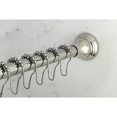 Kingston Brass KSR111 Edenscape 60"-72" Stainless Steel Adjustable Tension Shower Curtain Rod with Rings - Polished Chrome