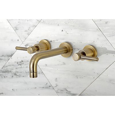 Kingston Brass KS8123DL Concord 2-Handle Wall Mount Bathroom Faucet, Antique Brass