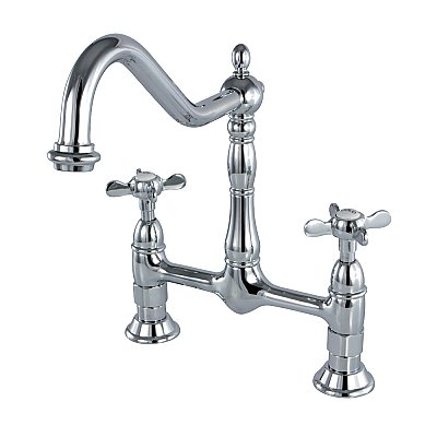 Kingston Brass KS1171BEX Essex Bridge Kitchen Faucet, Polished Chrome