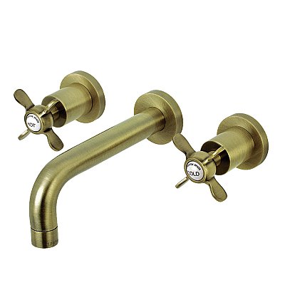 Kingston Brass KS8123BEX Essex 2-Handle 8 in. Wall Mount Bathroom Faucet, Antique Brass