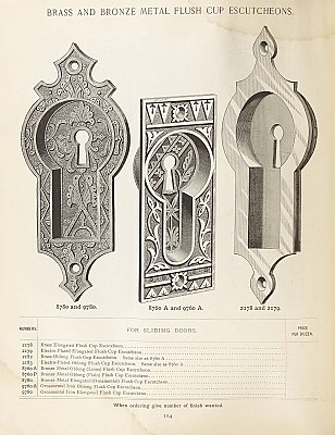 Antique Cast Bronze "Lotus" Design Pocket Door Lock Set by Brittan, Graham, Mathes - Circa 1890
