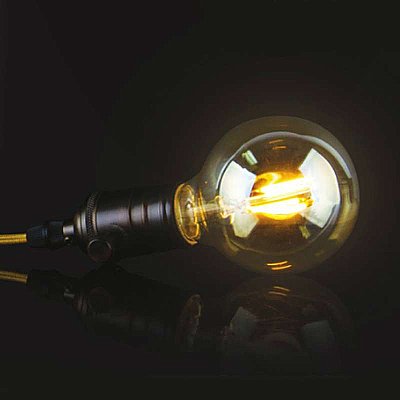 LED Amber Glass Globe Shaped Edison Bulb, 2 Watt