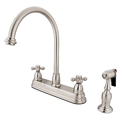 Kingston Brass KB3758AXBS Restoration Centerset Kitchen Faucet, Brushed Nickel