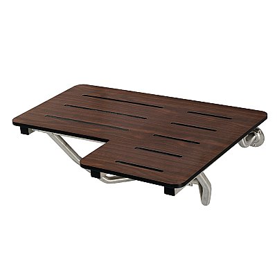 Kingston Brass KBSS2821MW Adascape 28" x 21" Wall Mount Fold Down Shower Seat - Dark Mahogany Wood Grain/SS