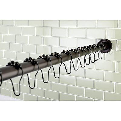 Kingston Brass KSR605 Edenscape 60"-72" Stainless Steel Adjustable Tension Shower Curtain Rod with Rings - Oil Rubbed Bronze