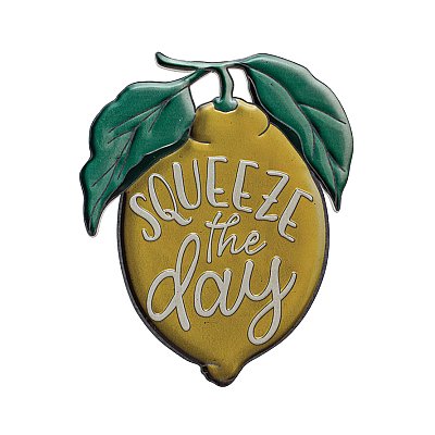 "Squeeze the Day" Embossed Metal Yellow & Green Lemon Wall Plaque
