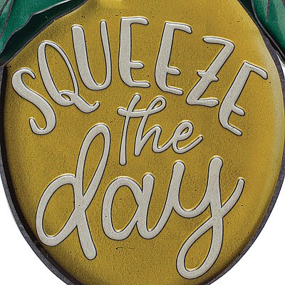 "Squeeze the Day" Embossed Metal Yellow & Green Lemon Wall Plaque